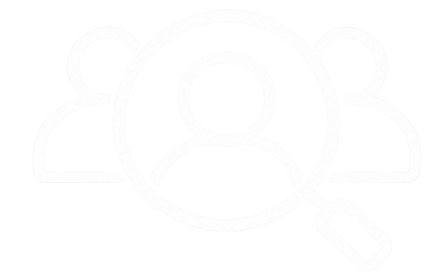 a icon of a magnifying glass looking at a group